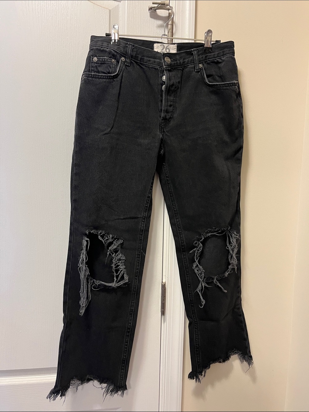 We The Free Black Distressed Boyfriend Jeans